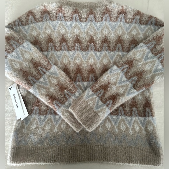 Calvin Klein Women’s Fair Isle Eyelash Long Sleeve Crewneck Sweater Size Small - Picture 7 of 8